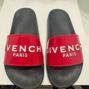 Givenchy Red and Black Slide Sandals
